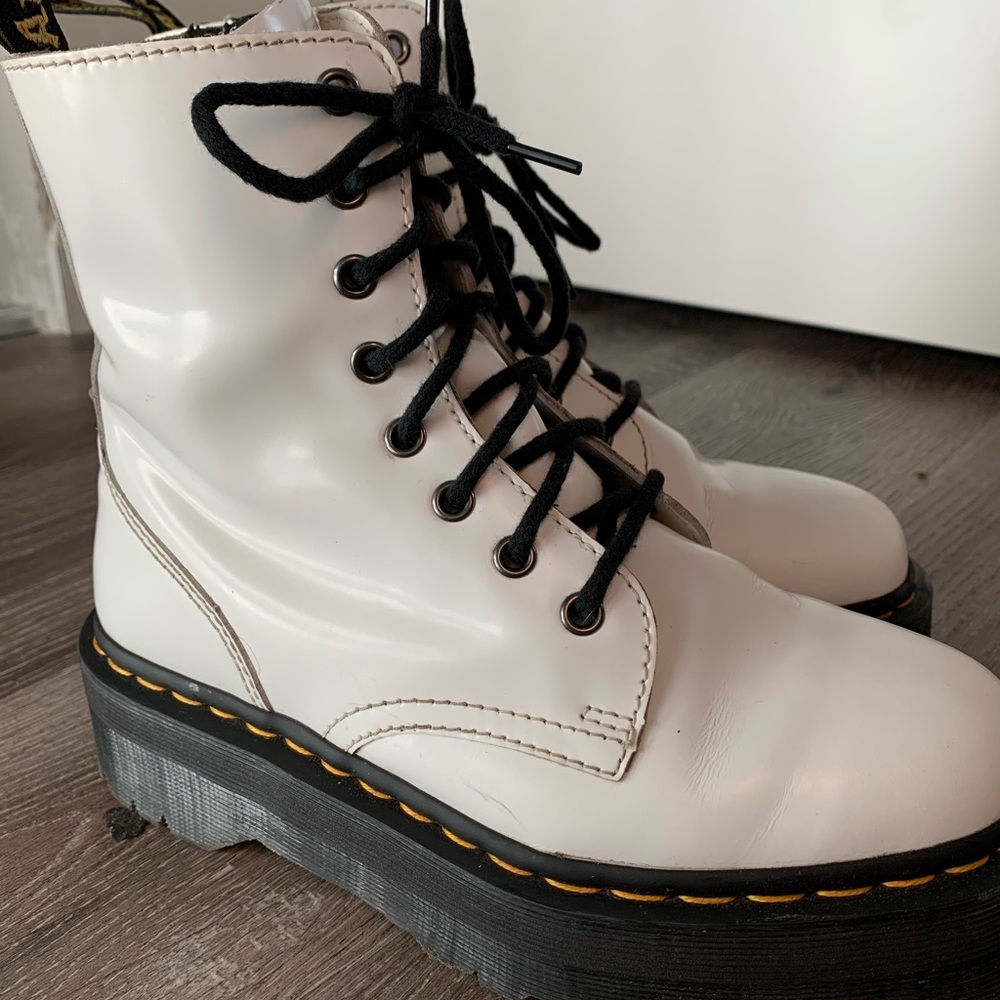 Dr. Martens Jadon White Polished Smooth Boots